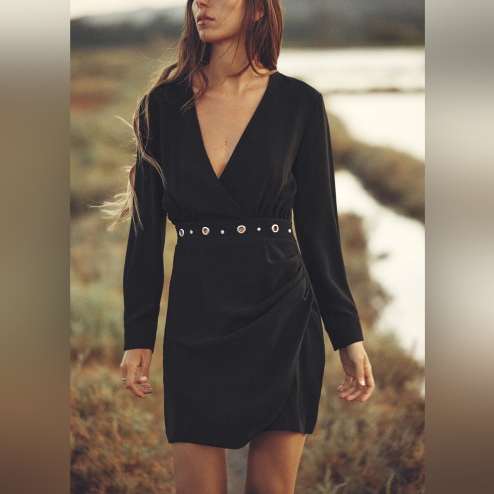 ZARA EYELET TRIM MINI DRESS
